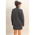 High Neck Sweater Mini Dress: Red