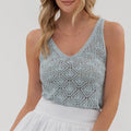Mint Eyelet Tank