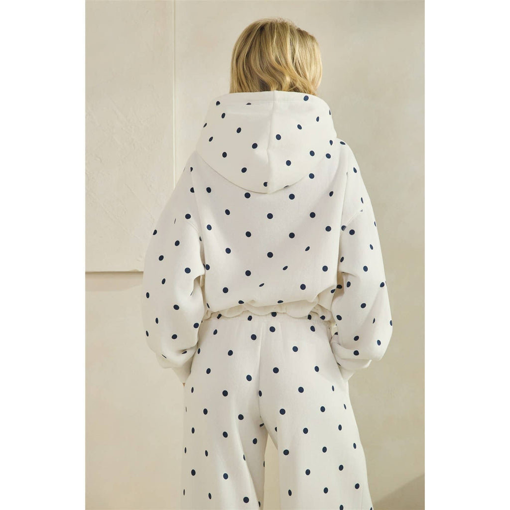 Polka Dot Bubble Hem Knit Hoodie