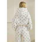 Polka Dot Bubble Hem Knit Hoodie