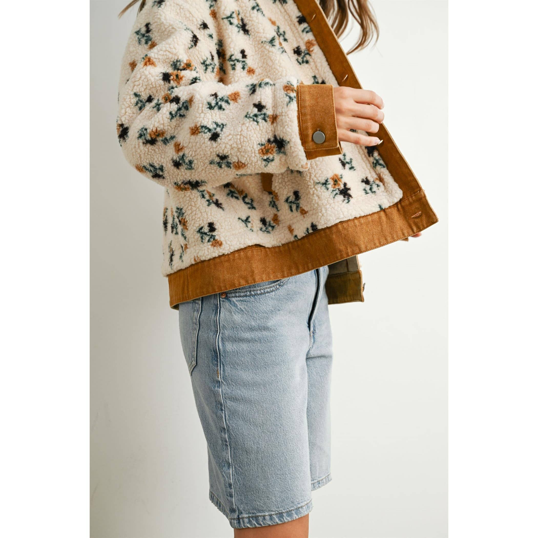 Floral Collared Button-Down Jacket