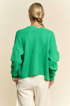 SOLID LONG SLEEVE LOOSE FIT POCKETS CARDIGAN: BUBBLE PINK, M