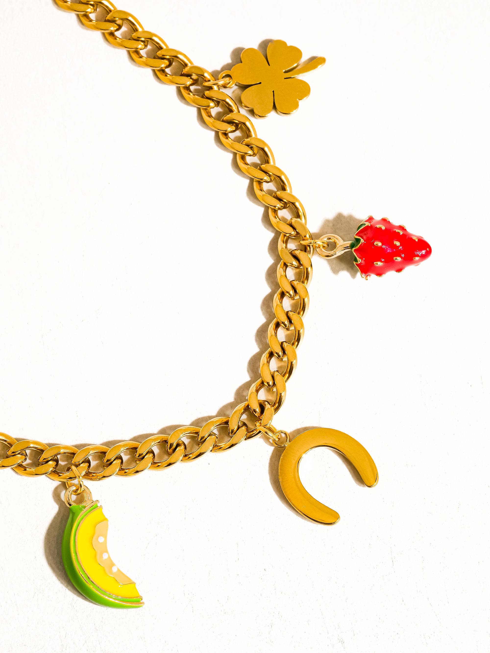 Gold Non-Tarnish Fruit Charms Necklace
