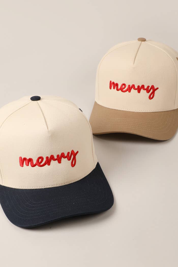 Merry embroidery hat