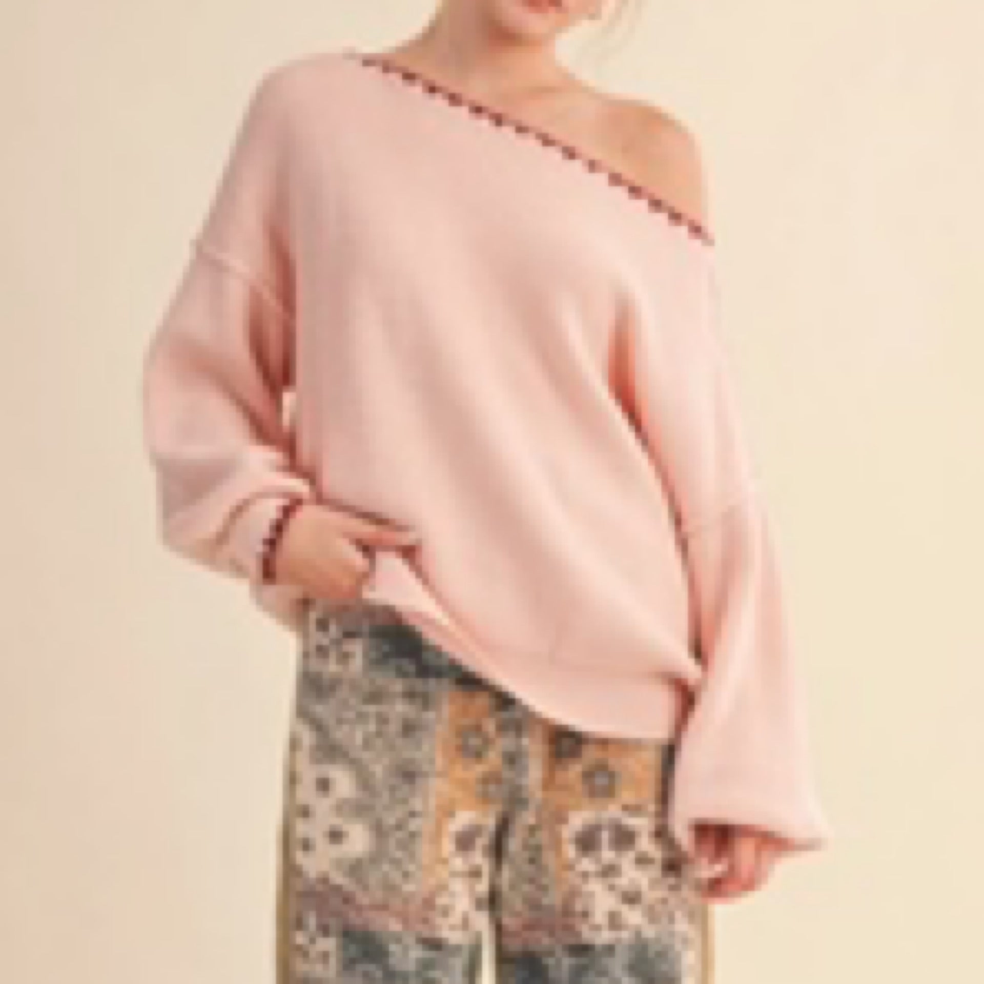 Boat Neck Puff Sleeve Sweater