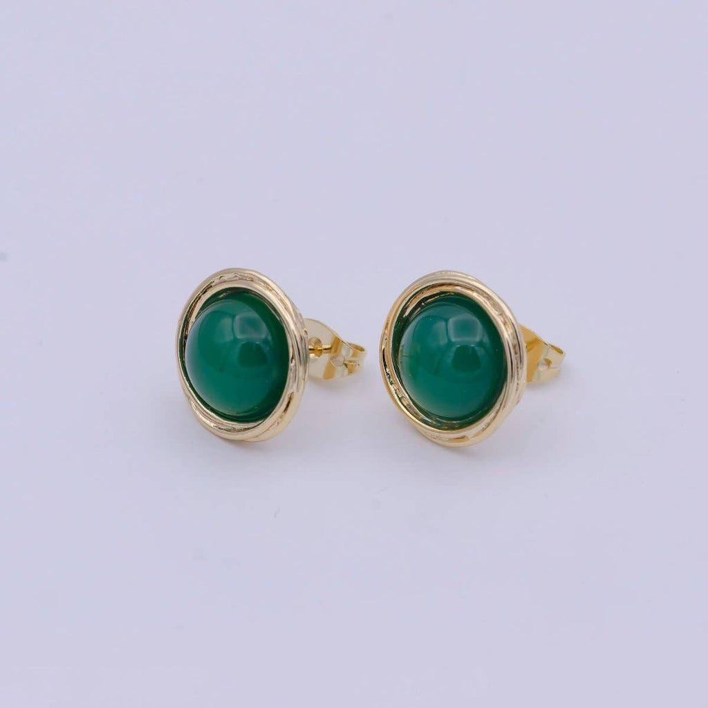 Gold Emerald Studs Earrings