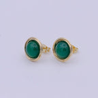 Gold Emerald Studs Earrings