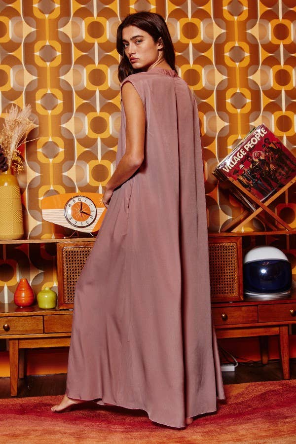 Wide Leg Satin Jumpsuit Mauve
