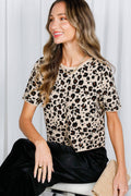Leopard Print Short Sleeve Sweater