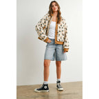 Floral Collared Button-Down Jacket