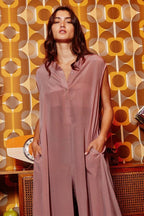 Wide Leg Satin Jumpsuit Mauve