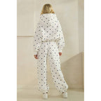 Polka Dot Bubble Hem Knit Hoodie