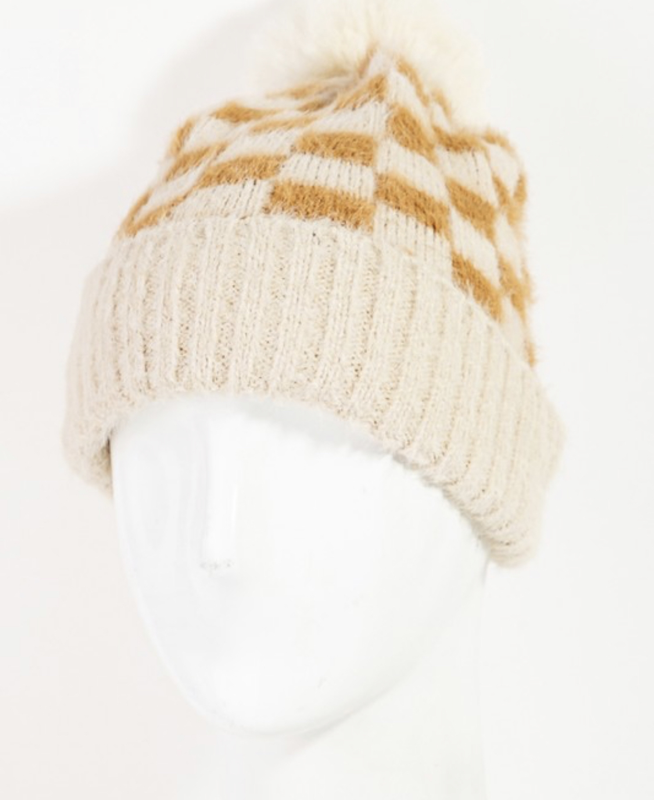 Caramel Check Beanie