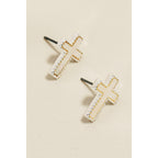 Flat Pearl Cross Stud