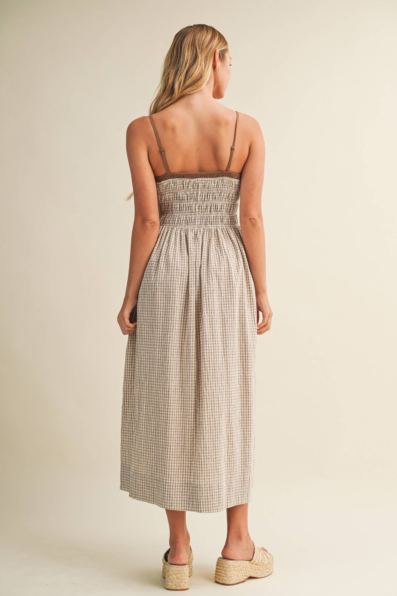 GINGHAM DRESS: COCONUT SHELL