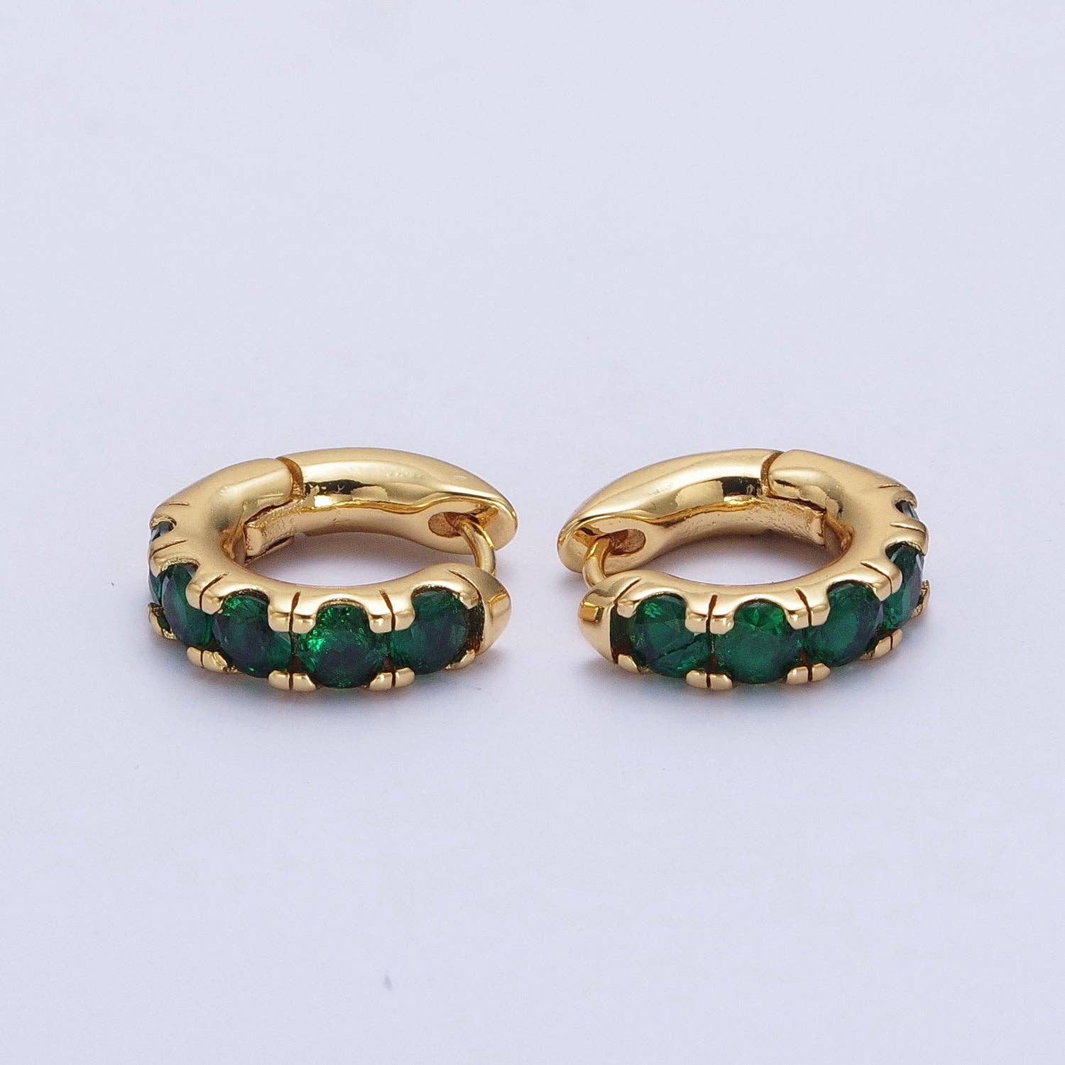 24K Gold Filled Emerald Green Hoops