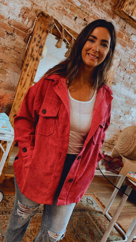 Magenta Corduroy Shacket