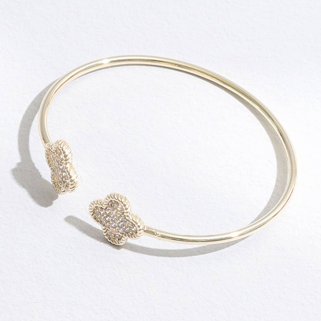Gold CZ Clover Bracelet