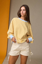 Striped Relaxed Fit Pullover: Yellow