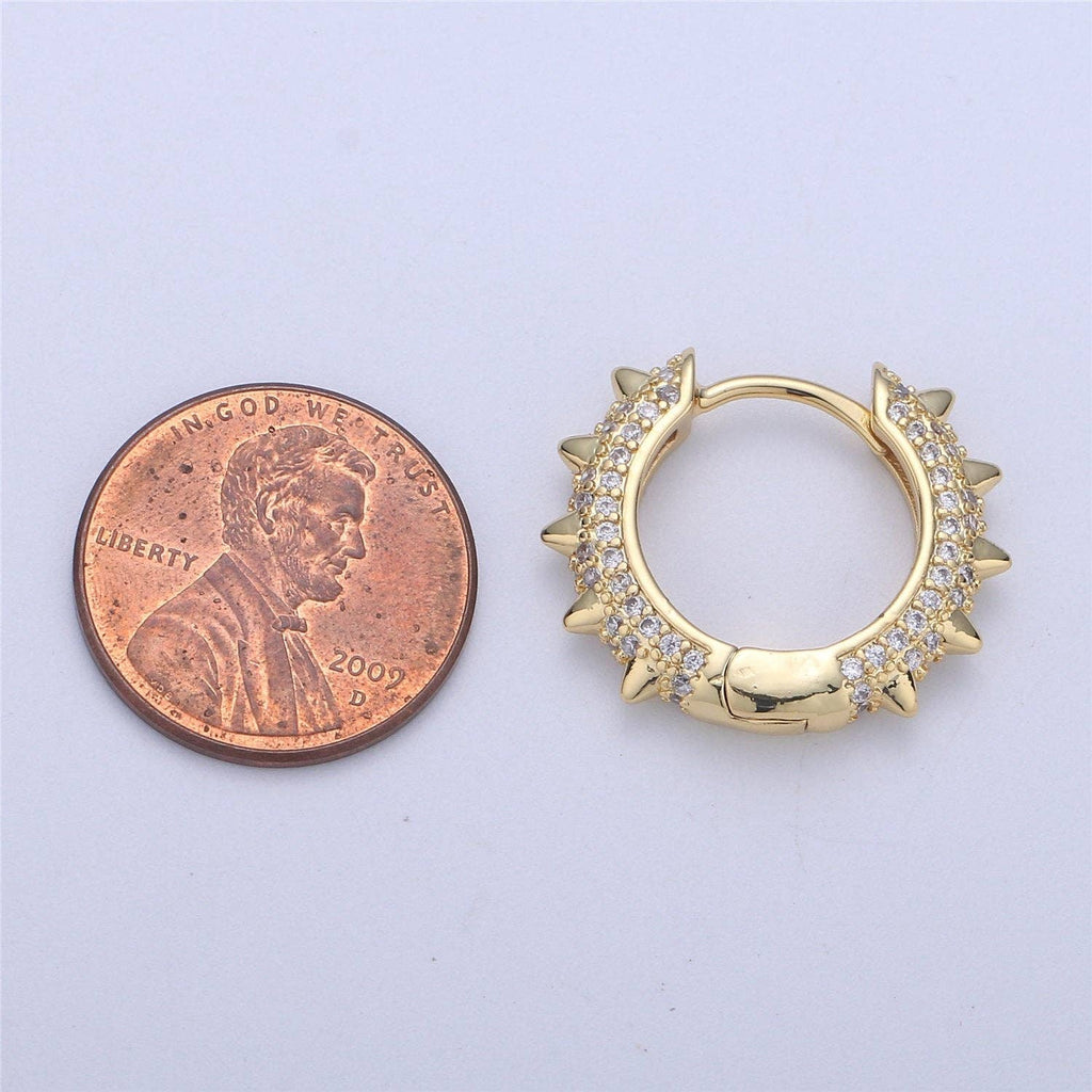 Gold CZ Spike Hoops