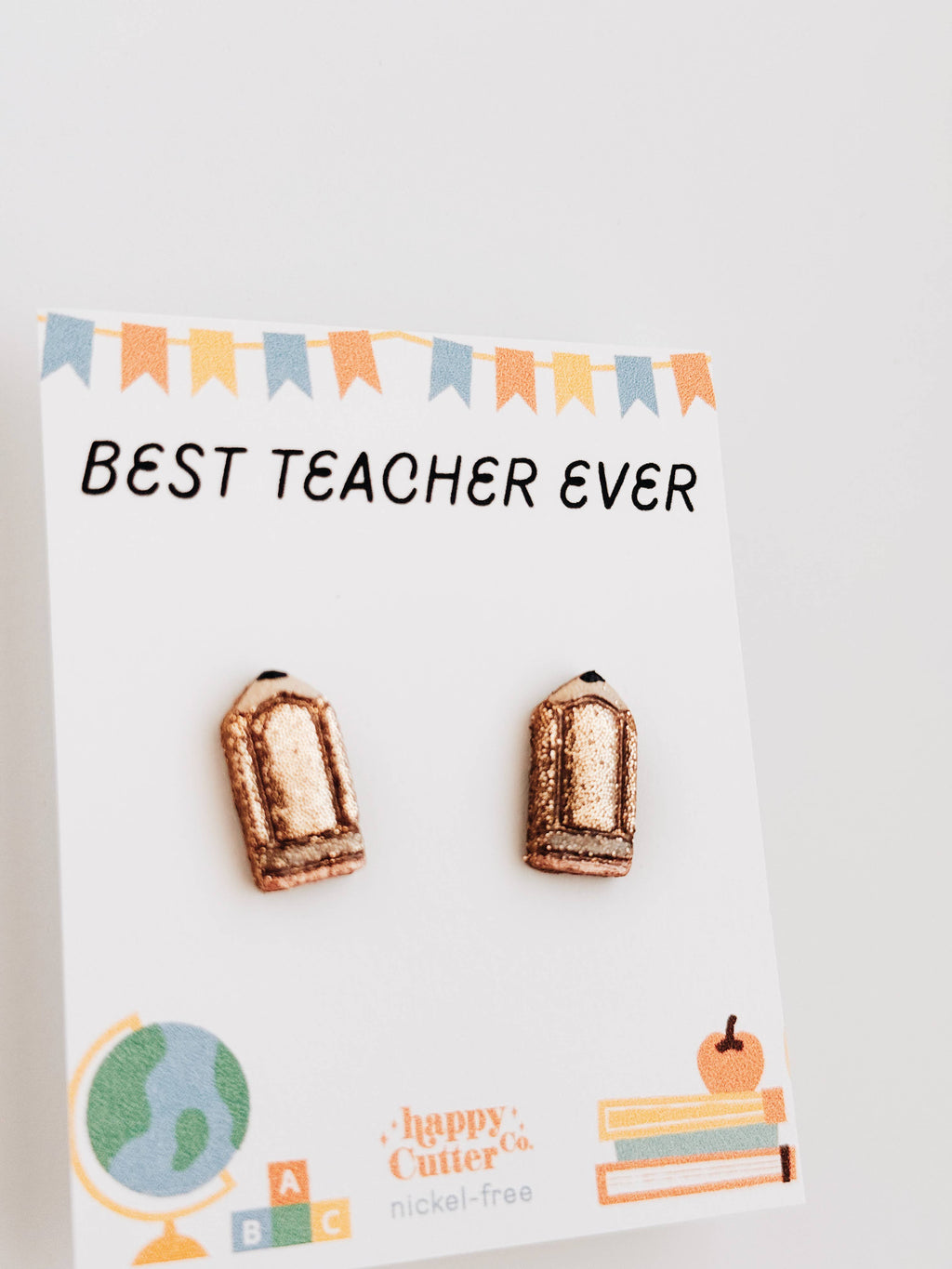 Gold Glitter Pencil Studs