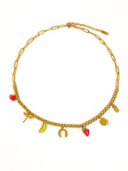 Gold Non-Tarnish Fruit Charms Necklace