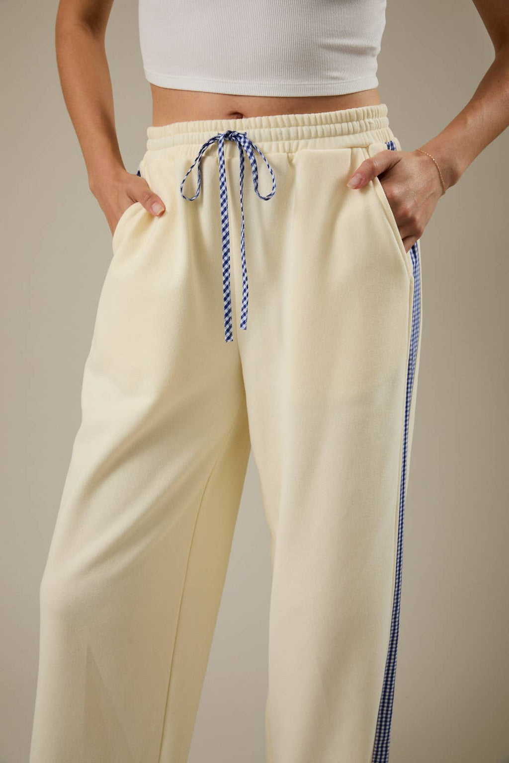 GINGHAM DETAIL SWEATPANTS