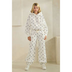 Polka Dot Bubble Hem Knit Hoodie