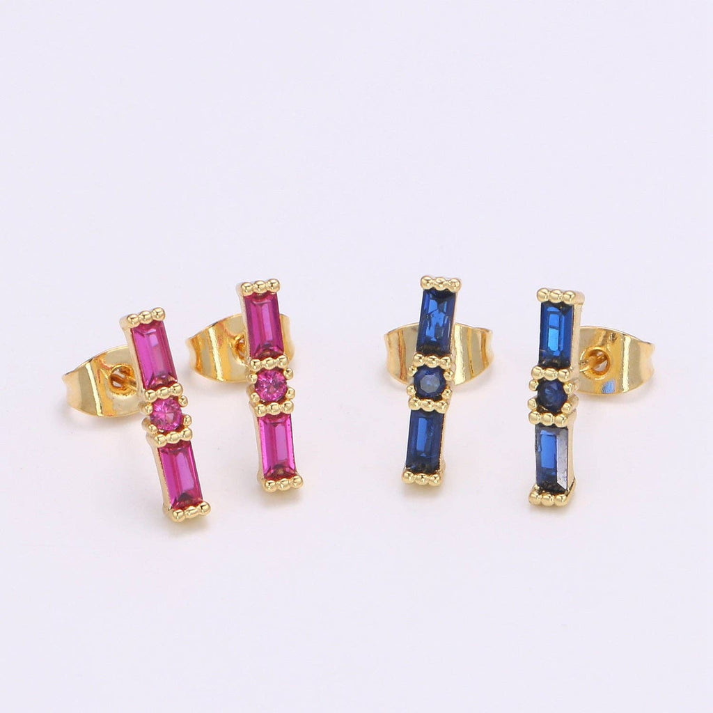 24K Gold Filled Fuchsia CZ Studs