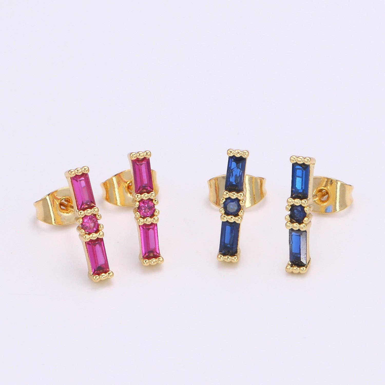 24K Gold Filled Fuchsia CZ Studs
