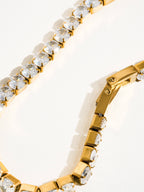 René Non-Tarnish Rhinestone Dressy Bracelet: Yellow Gold