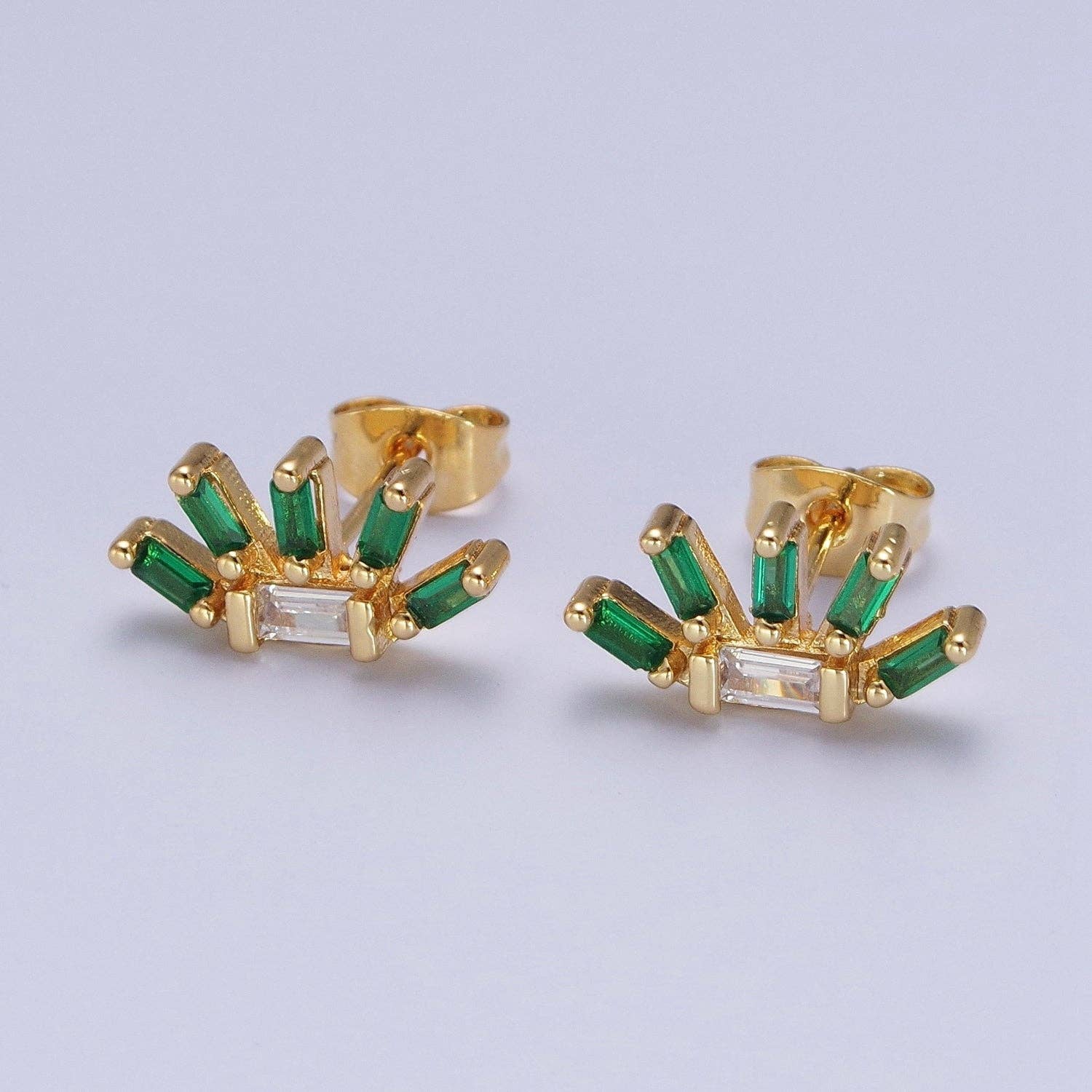 24K Gold Filled Green Flower Studs