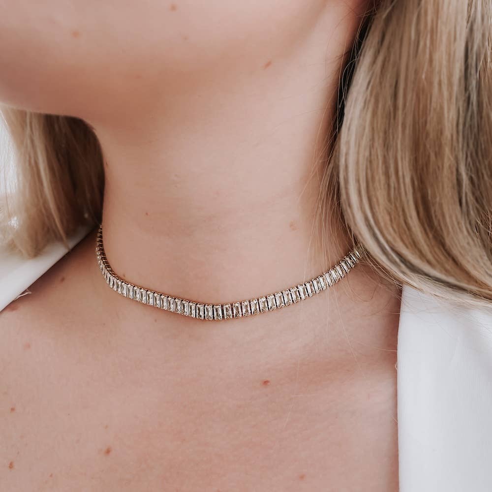 Dazed In Diamonds Choker Necklace - WATERPROOF