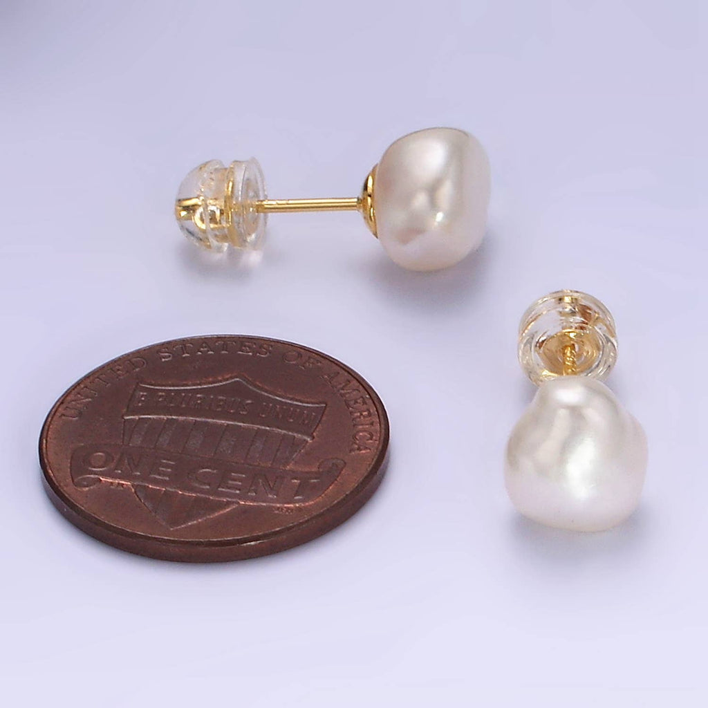 Gold Filled Pearl Stud Earrings
