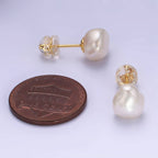 Gold Filled Pearl Stud Earrings