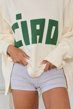 'CIAO' Raw Edge Detail Solid Terry Top