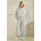 Polka Dot Bubble Hem Knit Hoodie