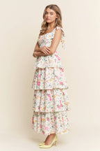 Peony Pink Floral Tiered Maxi