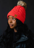 Watermelon Cable Knit Pom Hat