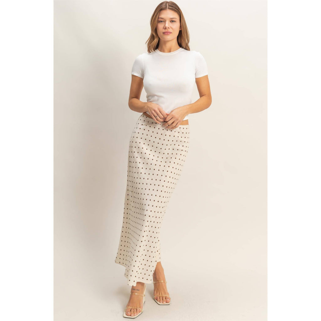 Polka Dot A-Line Skirt Set: OATMEAL