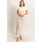 Polka Dot A-Line Skirt Set: OATMEAL
