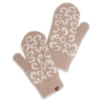Winter Leopard Print Flush Mittens