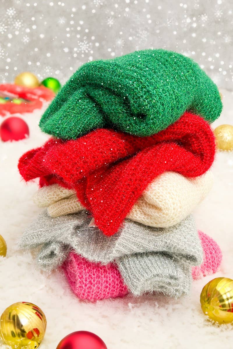 Glitter Mock Neck Knitted Sweater