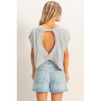 Boxy Open Back Top: HEATHER