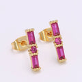 24K Gold Filled Fuchsia CZ Studs