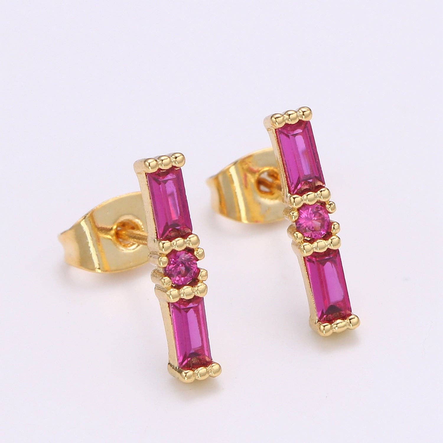 24K Gold Filled Fuchsia CZ Studs