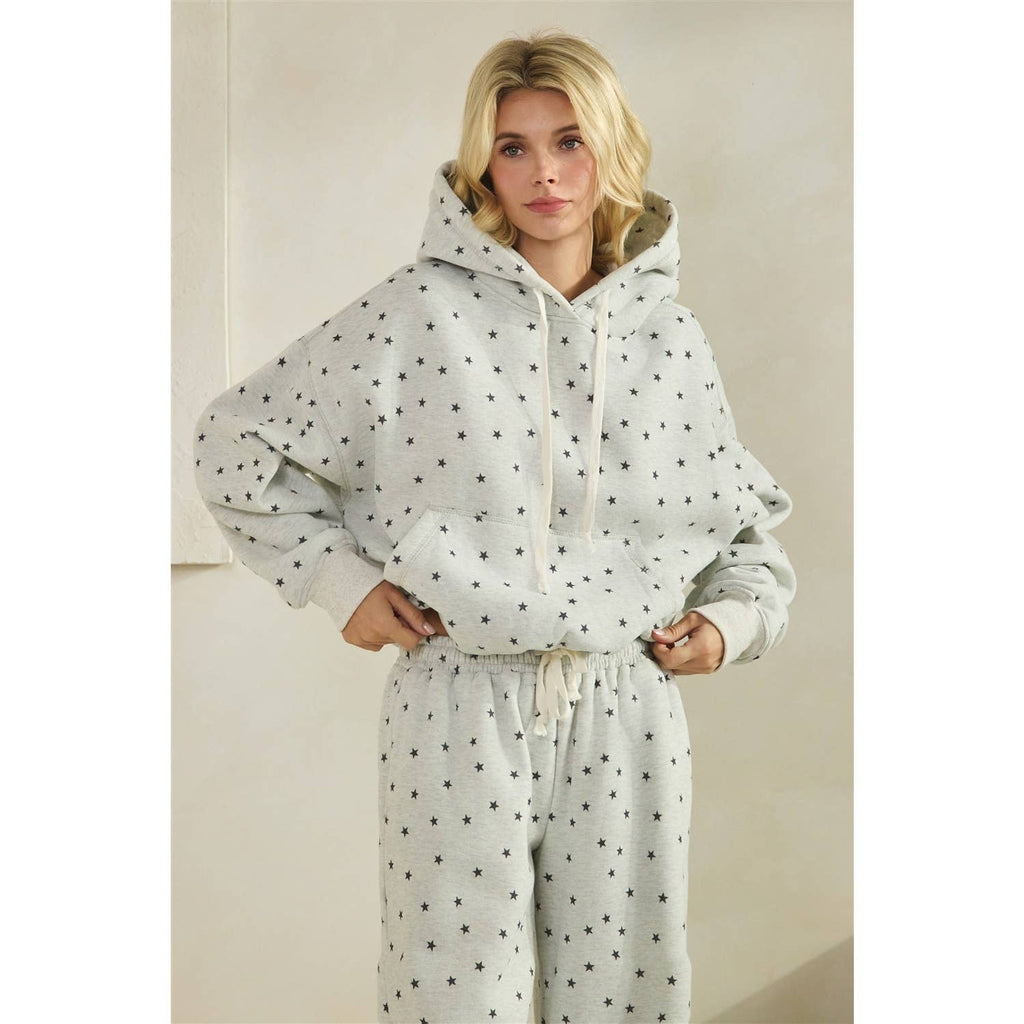 Polka Dot Bubble Hem Knit Hoodie