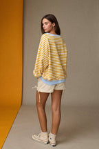 Striped Relaxed Fit Pullover: Yellow