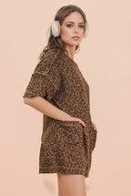 Leopard Knit Comfy Romper