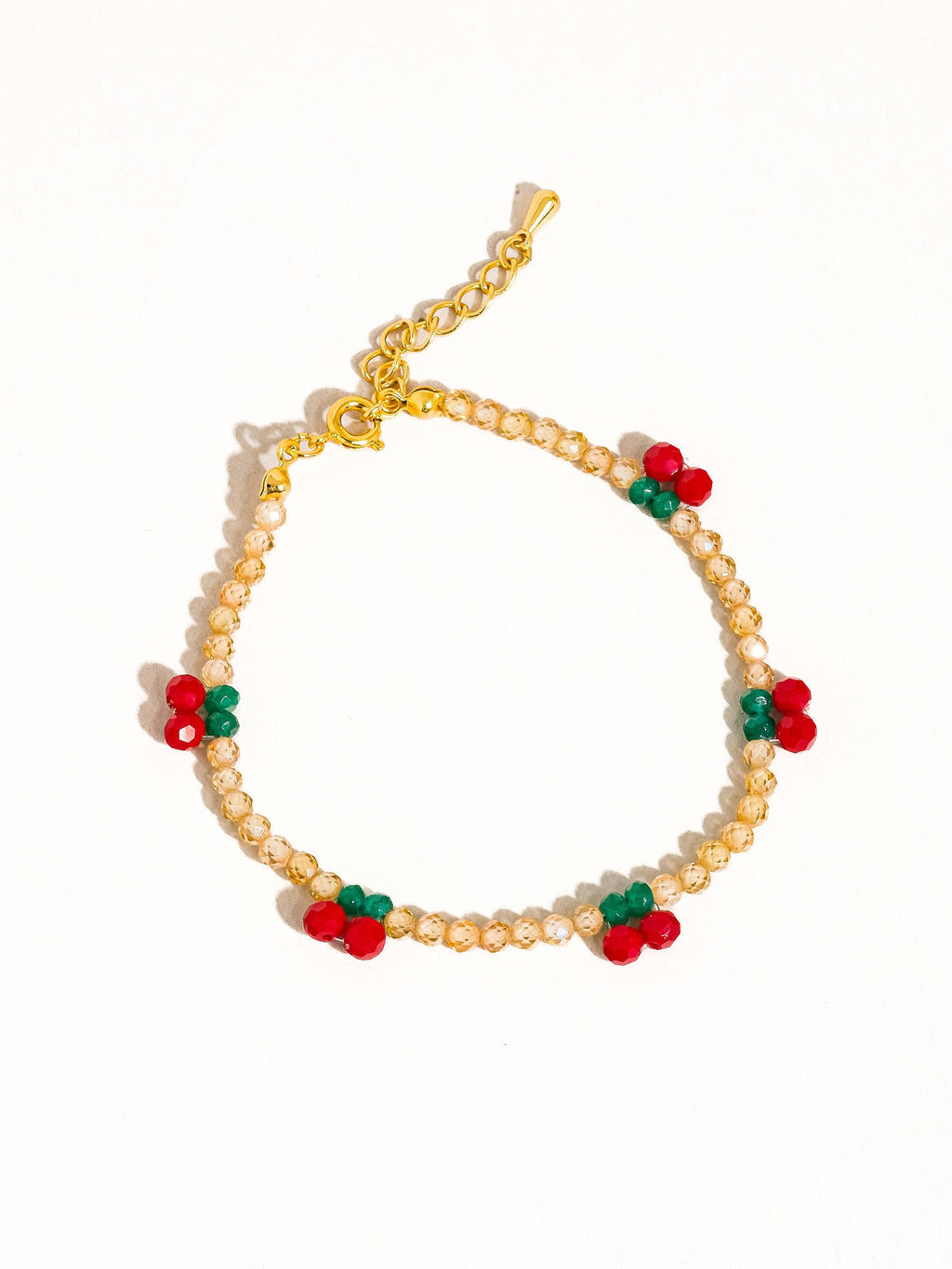 Gold Beaded Cherry Bracelet